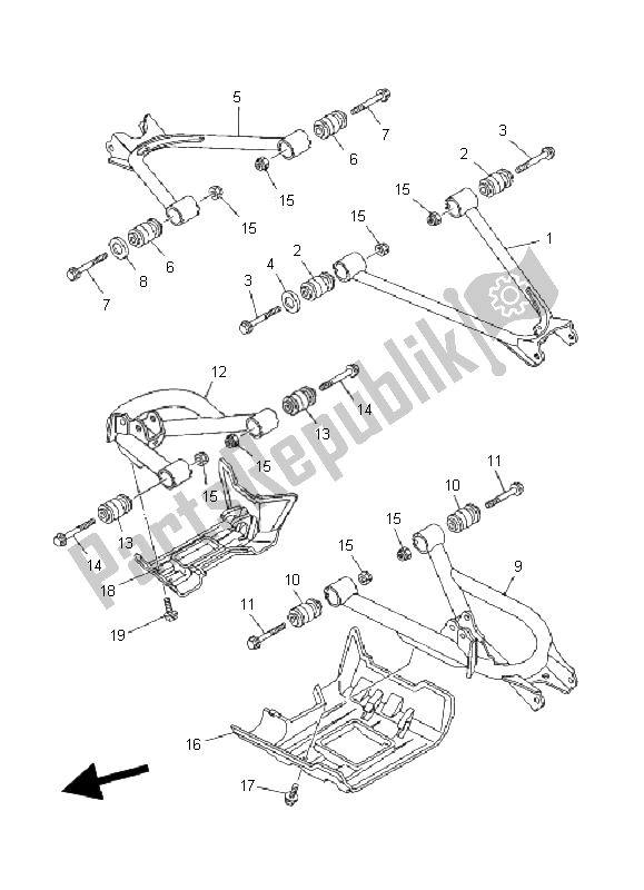 Tutte le parti per il Braccio Posteriore del Yamaha YFM 660 FA Grizzly 2005