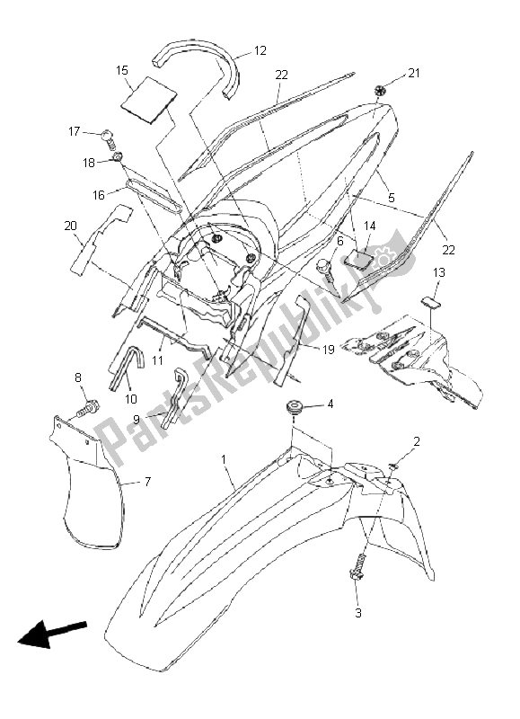 Tutte le parti per il Parafango del Yamaha WR 250R 2008