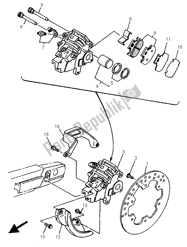 Toutes les pièces pour le étrier De Frein Arrière du Yamaha YZ 125 LC 1996