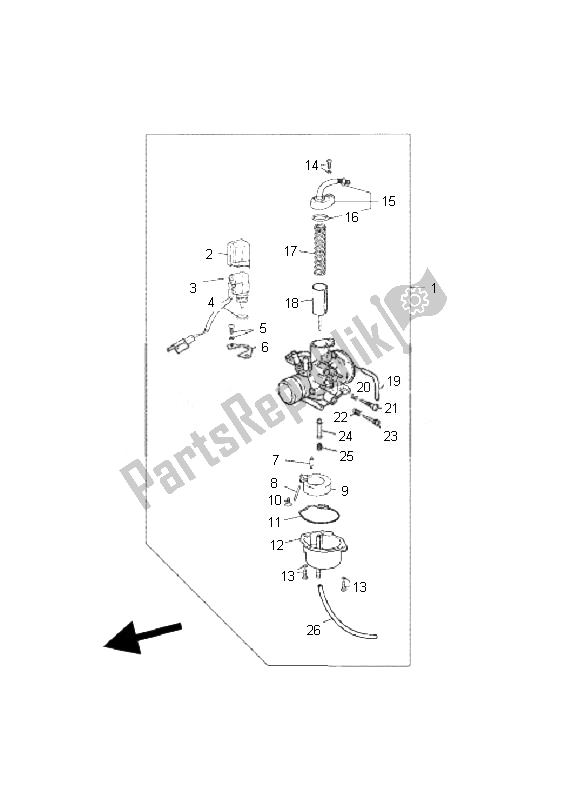All parts for the Carburator of the Yamaha CS 50R AC JOG 2010
