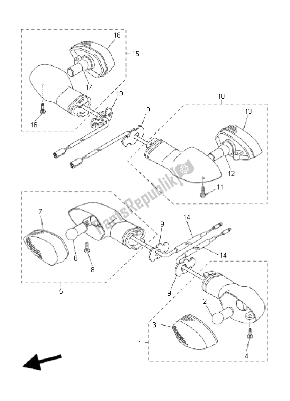 All parts for the Flasher Light of the Yamaha WR 250X 2008