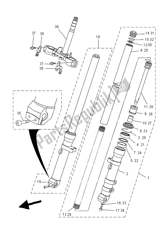 Todas as partes de Garfo Dianteiro do Yamaha XT 660X 2010