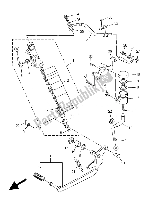 Tutte le parti per il Pompa Freno Posteriore del Yamaha XJ6 SA 600 2014