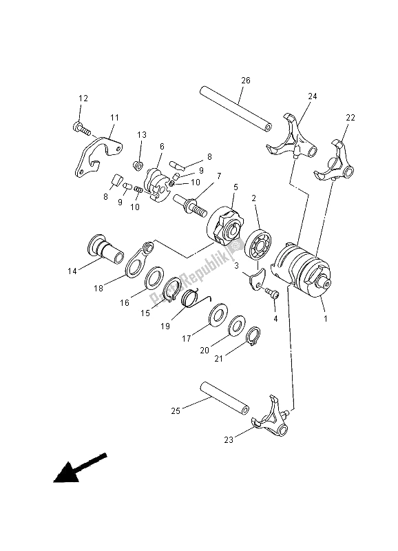 All parts for the Shift Cam & Fork of the Yamaha TZ 250 2000