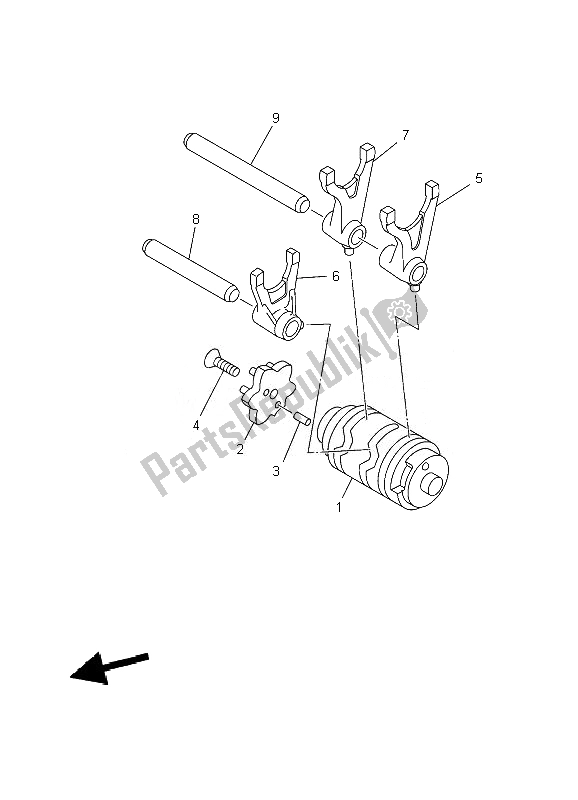 All parts for the Shift Cam & Fork of the Yamaha YBR 125 ED 2010