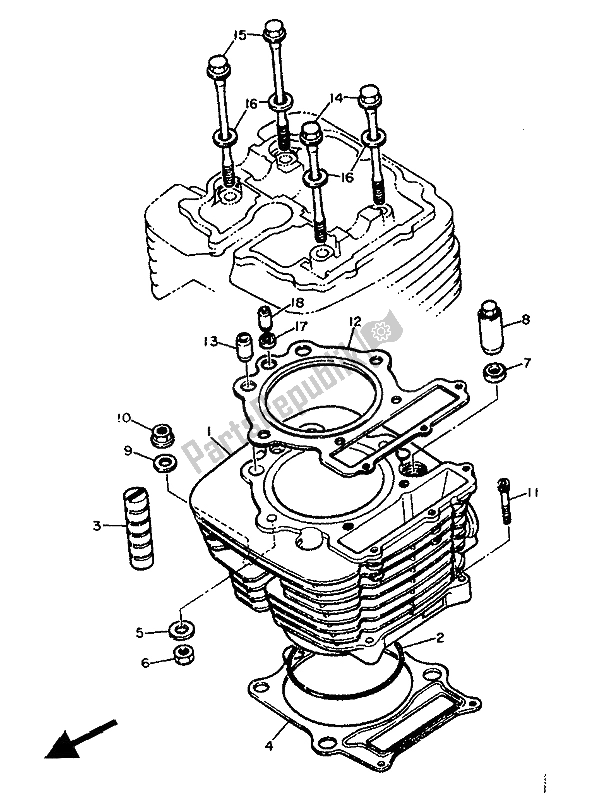 All parts for the Cylinder of the Yamaha XT 600 1986