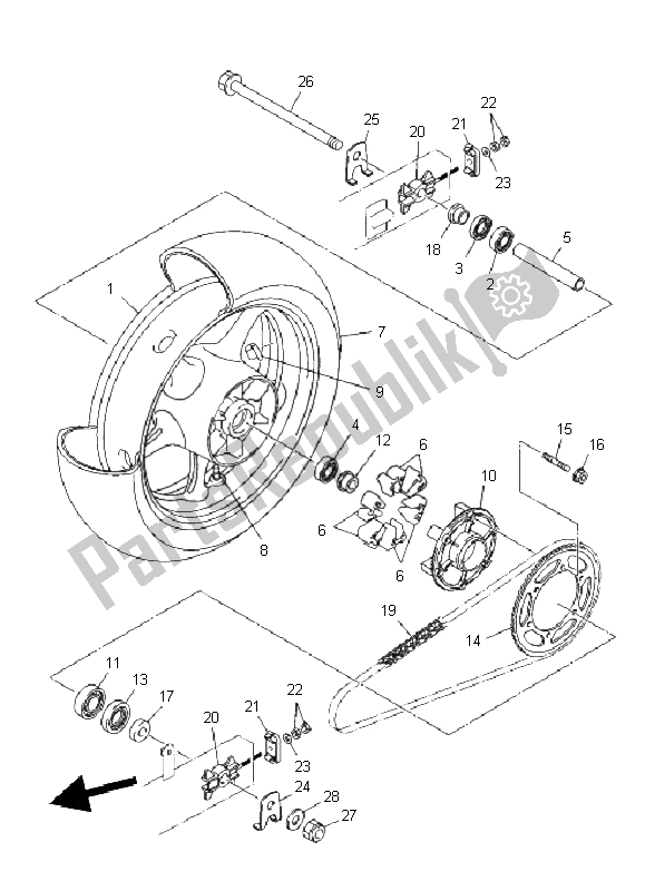 Todas las partes para Rueda Trasera de Yamaha XJ6S 600 2011