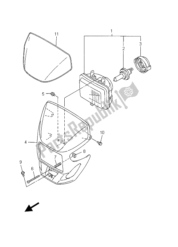 All parts for the Headlight of the Yamaha WR 250F 2003