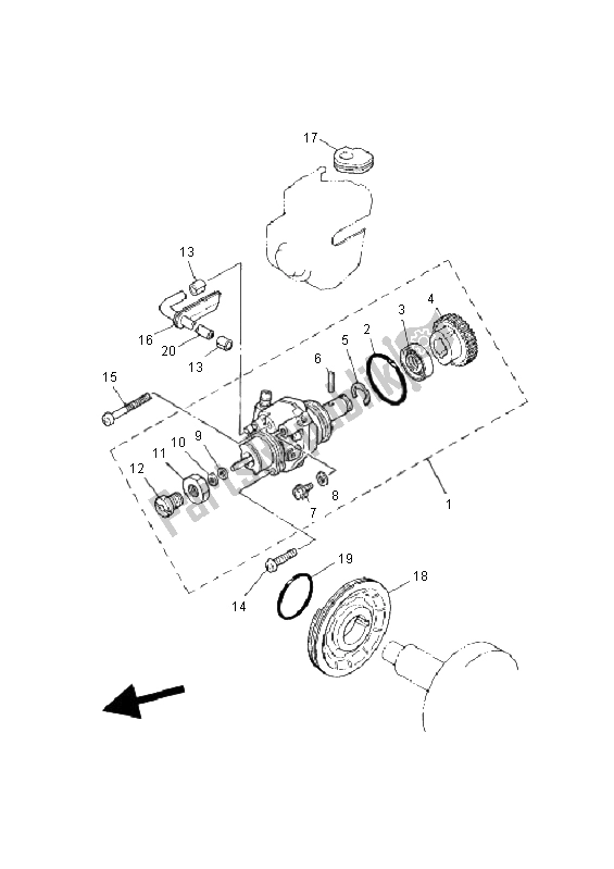 All parts for the Oil Pump of the Yamaha PW 80 2008