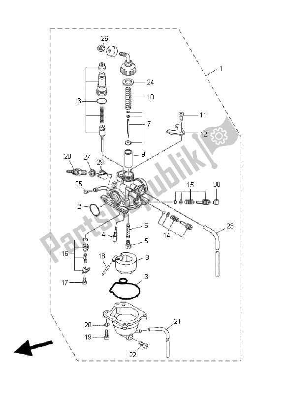 All parts for the Carburetor of the Yamaha TT R 50E 2008