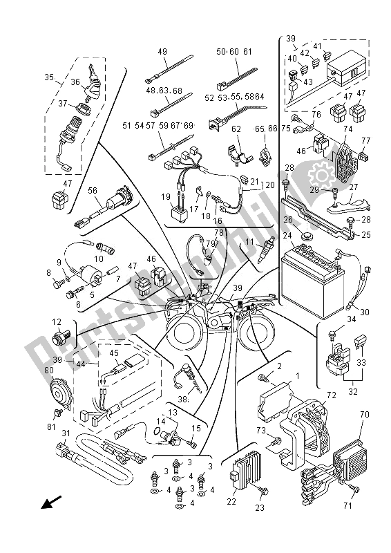 All parts for the Electrical 1 of the Yamaha YFM 450 Fgpd Grizzly 4X4 2013