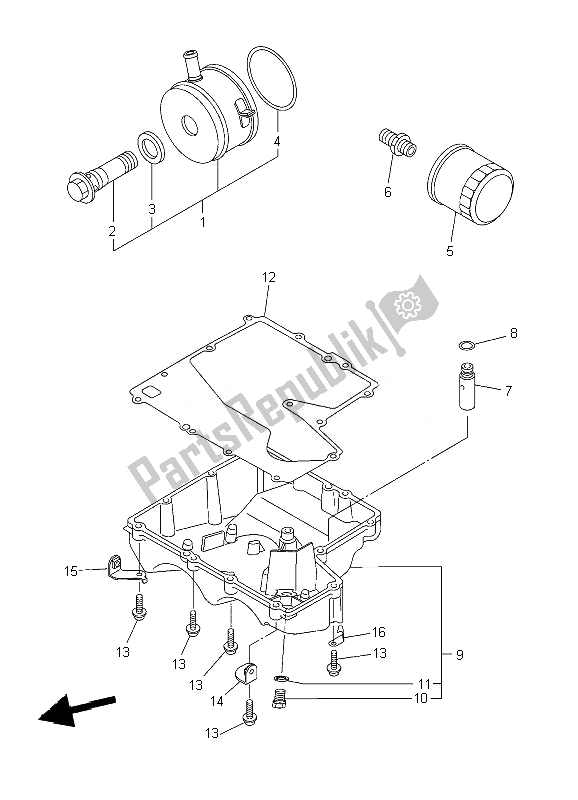 All parts for the Oil Cleaner of the Yamaha YZF R6 600 2010