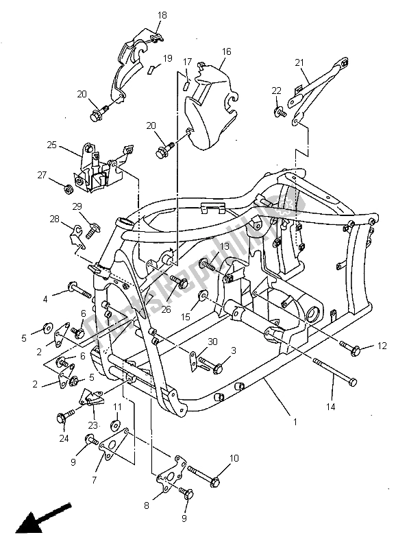 All parts for the Frame of the Yamaha XVS 650A Dragstar Classic 1998