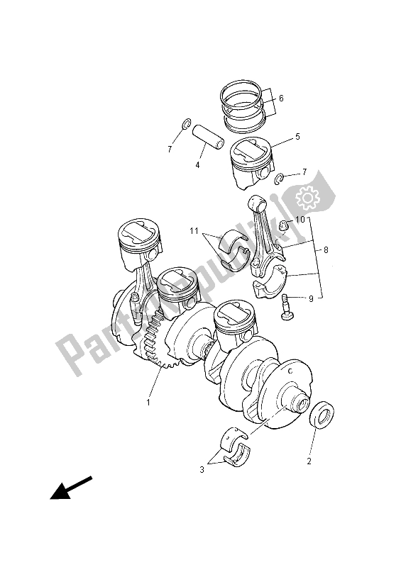 All parts for the Crankshaft & Piston of the Yamaha XJR 1300C 2015