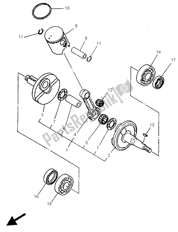 Toutes les pièces pour le Vilebrequin Et Piston du Yamaha YZ 80 LW 1997