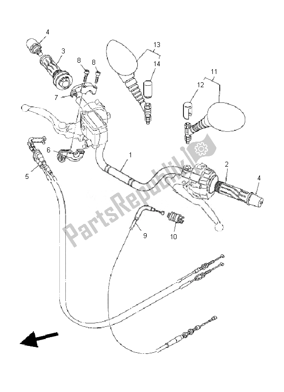 Alle onderdelen voor de Stuurhendel En Kabel van de Yamaha TDM 900 2010