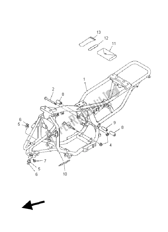 All parts for the Frame of the Yamaha YFM 80R 2005