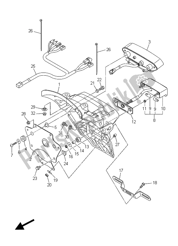 All parts for the Taillight of the Yamaha XVS 1300 CU 2015