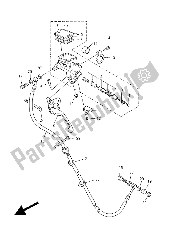 Todas as partes de Cilindro Mestre Dianteiro 2 do Yamaha XJR 1300 2000