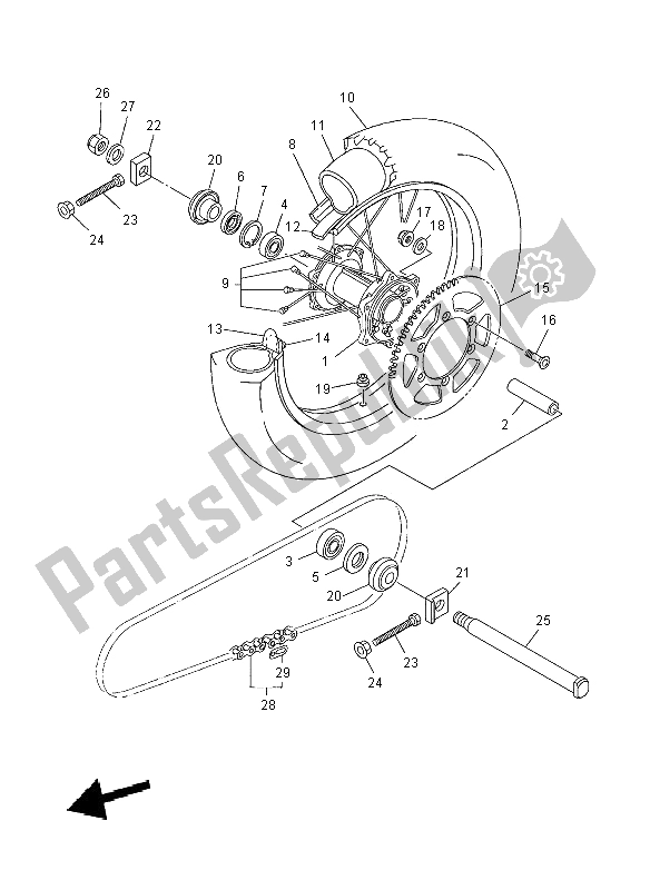 All parts for the Rear Wheel of the Yamaha YZ 250F 2008