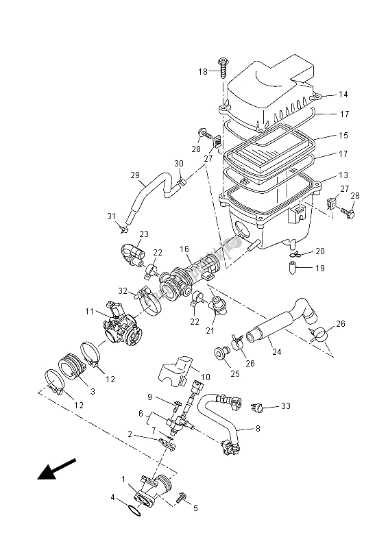 All parts for the Intake of the Yamaha YZF R 125 2015