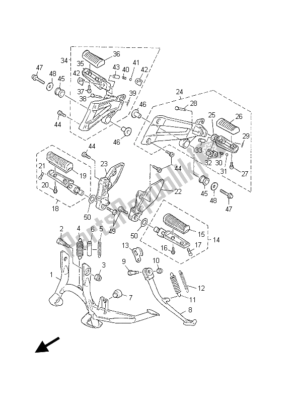 Tutte le parti per il Stand E Poggiapiedi del Yamaha XJR 1300 2003