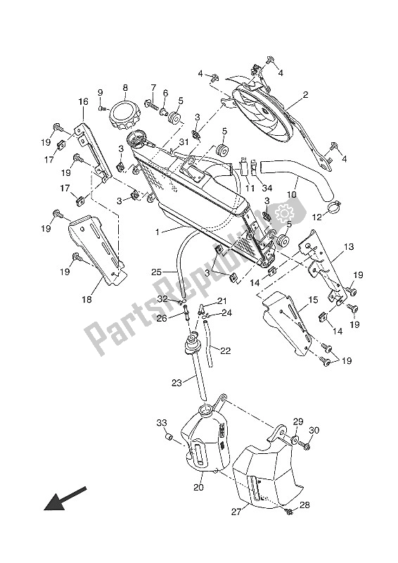 Tutte le parti per il Tubo Del Radiatore del Yamaha XSR 700 2016