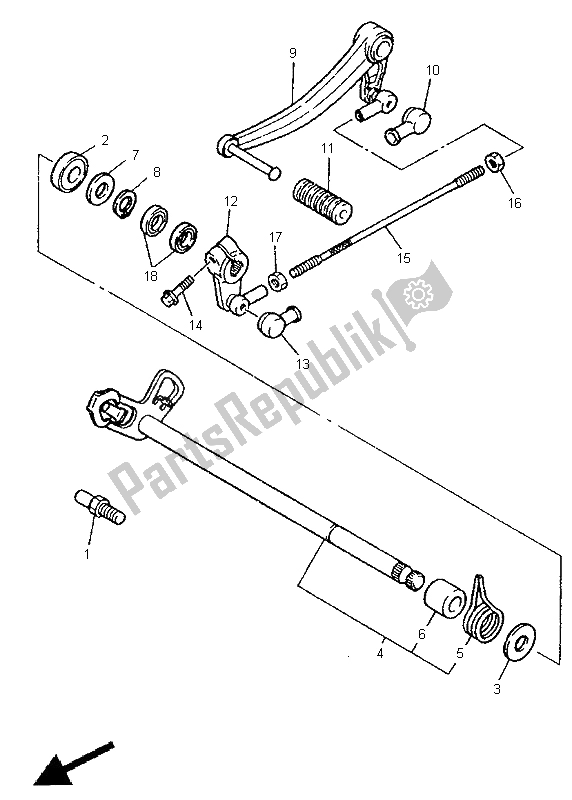 All parts for the Shift Shaft of the Yamaha XJR 1200 SP 1998