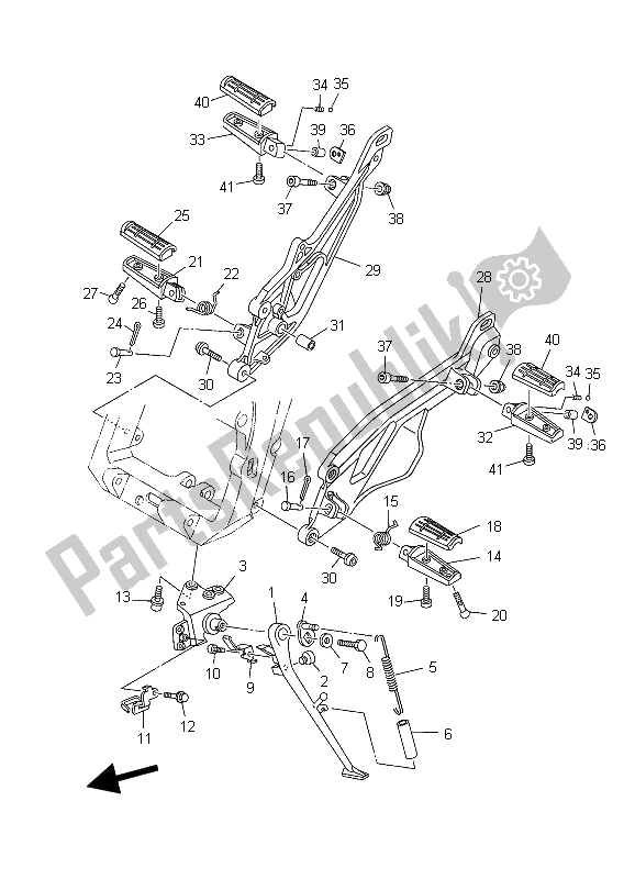 All parts for the Stand & Footrest of the Yamaha TDM 900A 2006