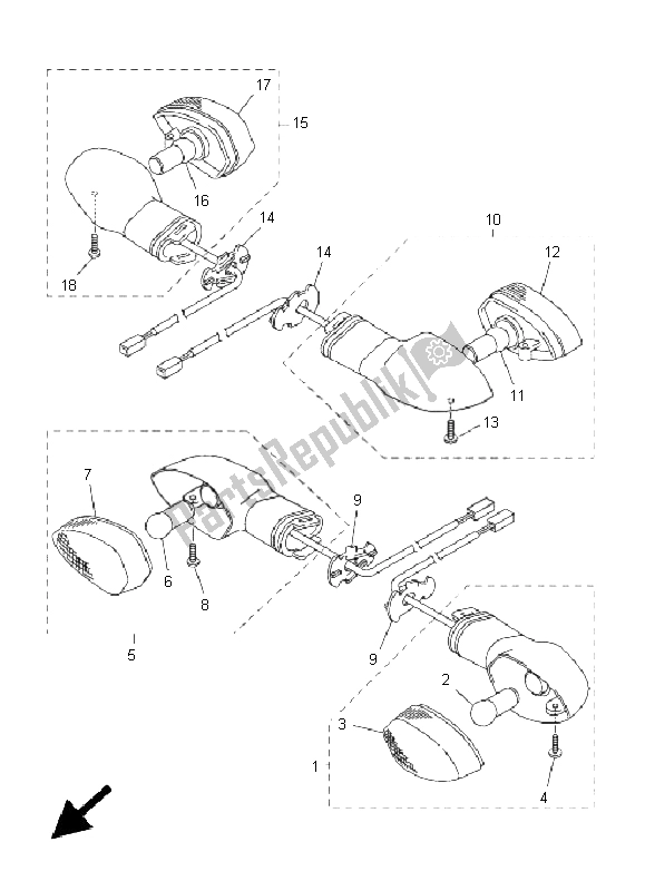 Todas las partes para Luz Intermitente de Yamaha FZ1 N Fazer 1000 2011