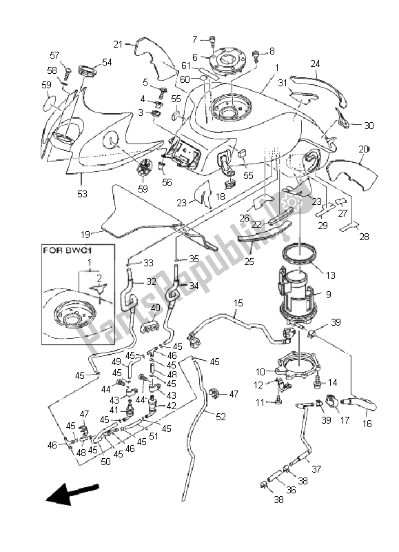 Alle onderdelen voor de Benzinetank van de Yamaha MT 01 1670 2007