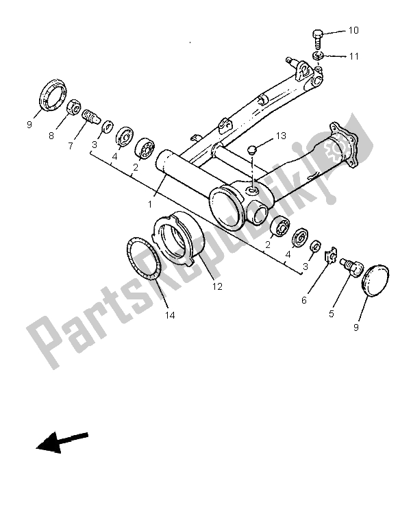 All parts for the Rear Arm of the Yamaha V MAX 12 1200 1997