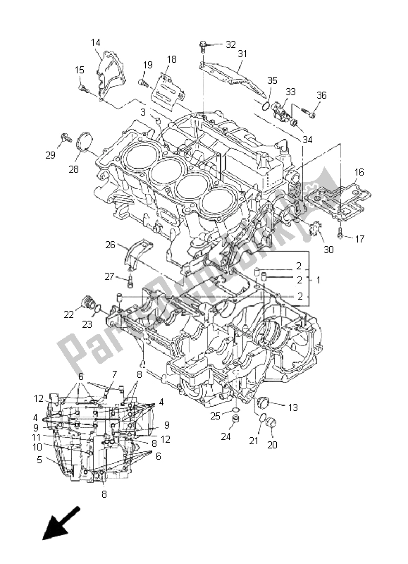 Todas las partes para Caja Del Cigüeñal de Yamaha FJR 1300 AS 2008