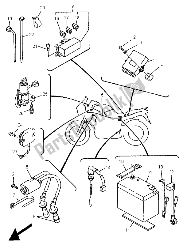 Toutes les pièces pour le électrique 1 du Yamaha TDM 850 1995