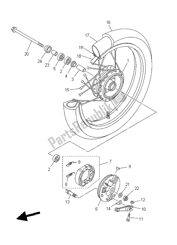 All parts for the Front Wheel (sw) of the Yamaha TT R 125E SW LW 2004