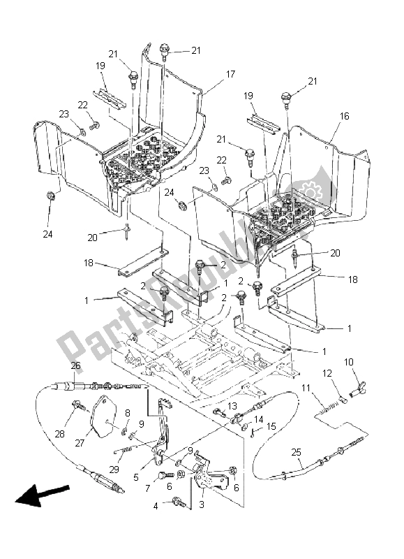 All parts for the Stand & Footrest of the Yamaha YFM 400F Kodiak 4X4 2003