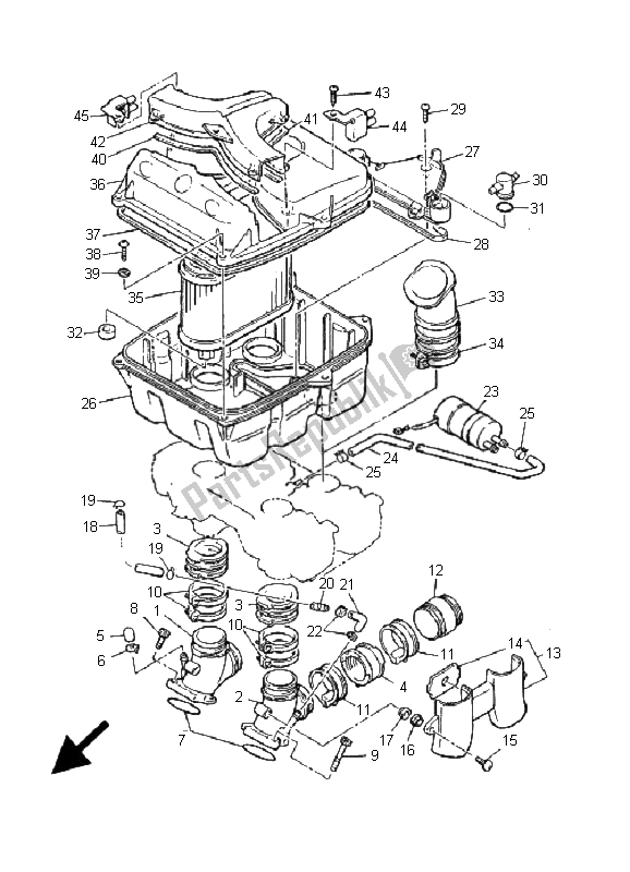 All parts for the Intake of the Yamaha V MAX 12 1200 2001