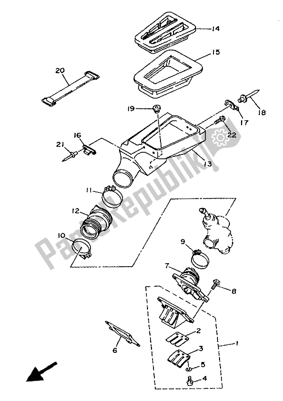 All parts for the Intake of the Yamaha TY 250Z 1993