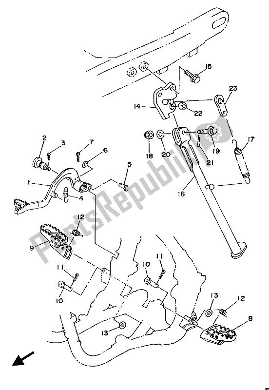 All parts for the Stand & Footrest of the Yamaha WR 250Z 1994