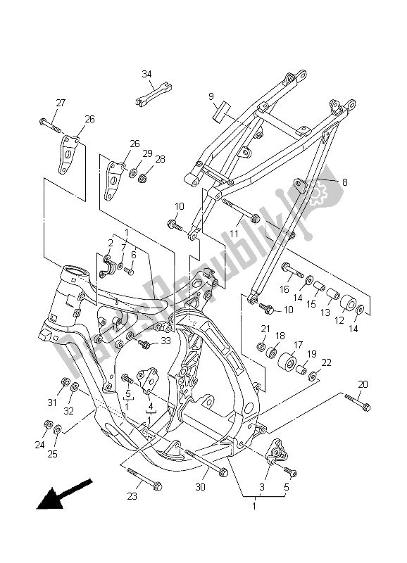 Todas as partes de Quadro, Armação do Yamaha YZ 125 2012