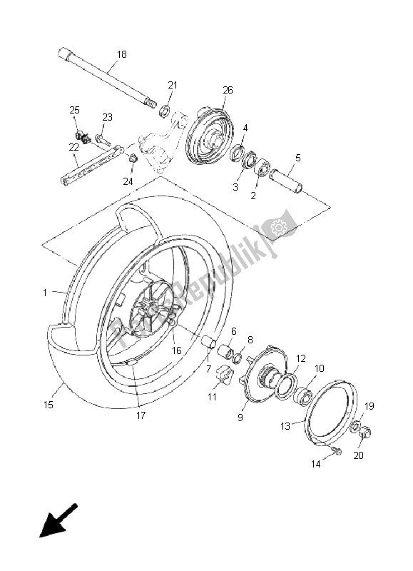 All parts for the Rear Wheel of the Yamaha FJR 1300 AS 2008