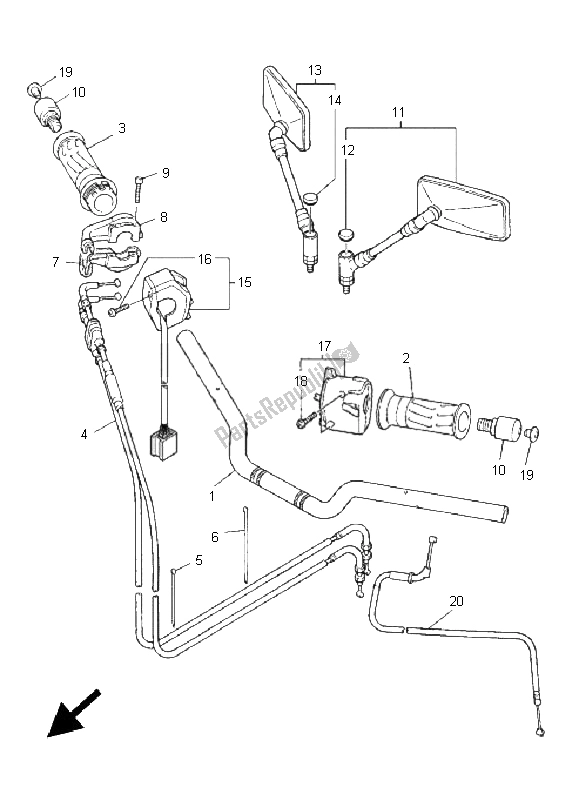 Wszystkie części do Uchwyt Kierownicy I Kabel Yamaha XJR 1300 2005