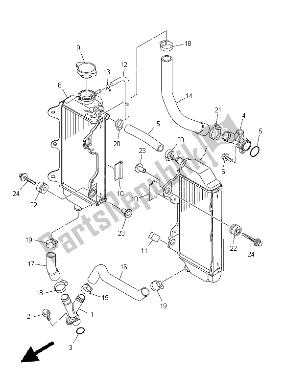 All parts for the Radiator Hose of the Yamaha YZ 450F 2015