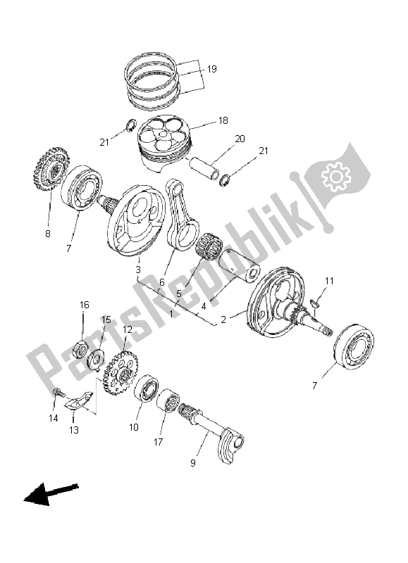 All parts for the Crankshaft & Piston of the Yamaha YZ 250F 2011