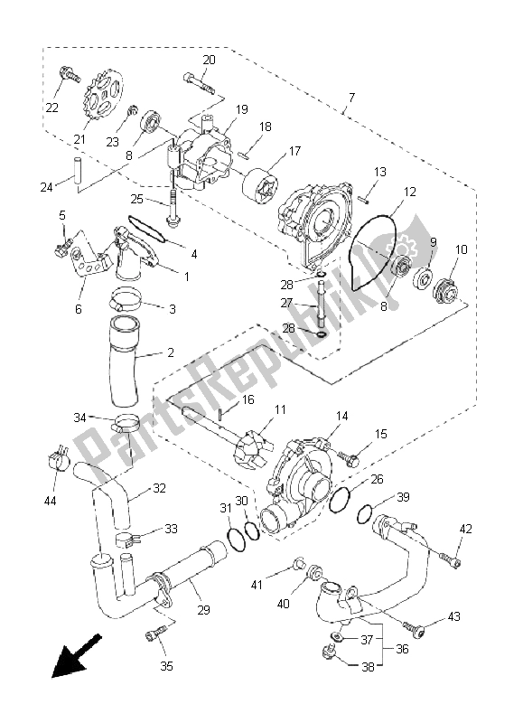 Alle onderdelen voor de Waterpomp van de Yamaha FZ1 NA Fazer 1000 2011