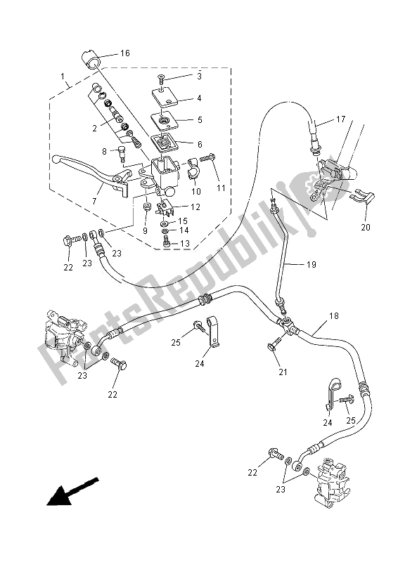 All parts for the Front Master Cylinder of the Yamaha YFM 250R Raptor 2013