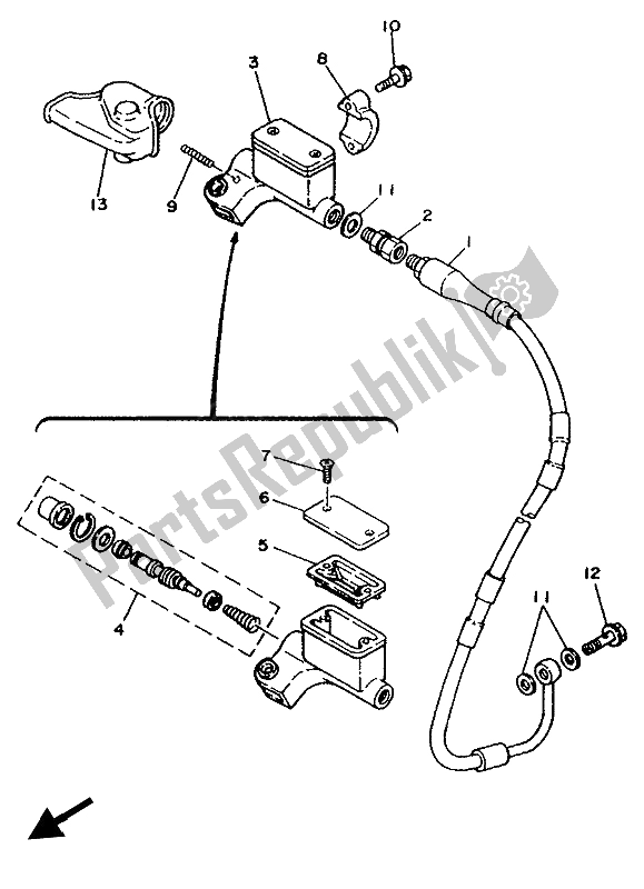 Tutte le parti per il Pompa Freno Anteriore del Yamaha YZ 125 LC 1993