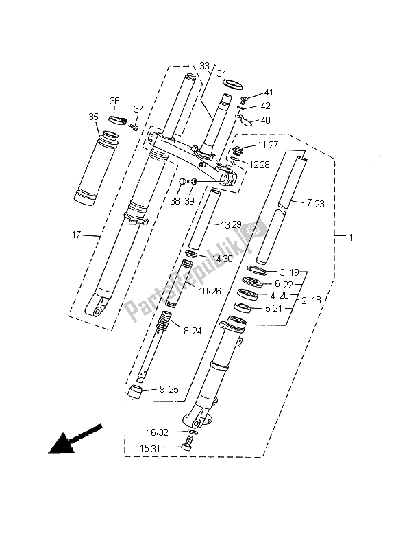 Todas as partes de Garfo Dianteiro do Yamaha TW 125 2000