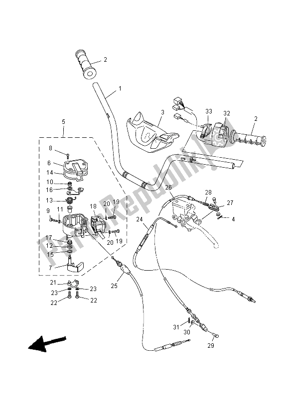 All parts for the Steering Handle & Cable of the Yamaha YFM 550 Fwad Dpbse Grizzly 4X4 2014