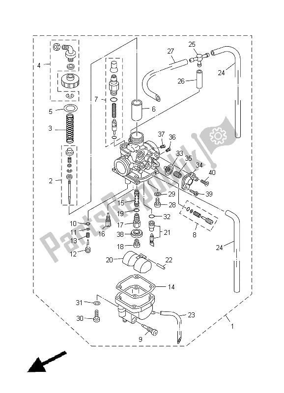 Todas as partes de Carburador do Yamaha TT R 125 SW 2000